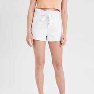 American Eagle White Denim Paper Bag Shorts
